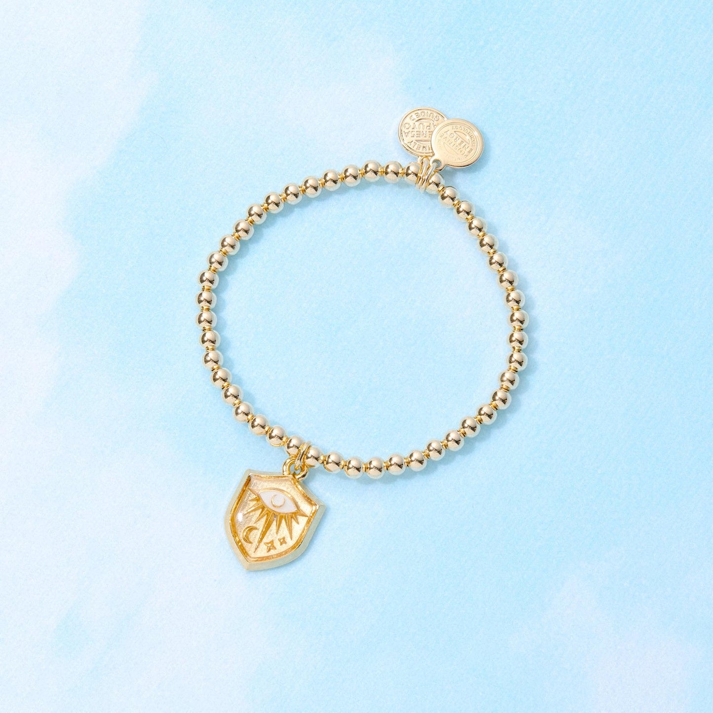 Gold Protective Eye Stretch Beaded Bracelet