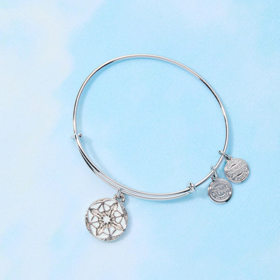 Silver White Butterflies Expandable Bangle