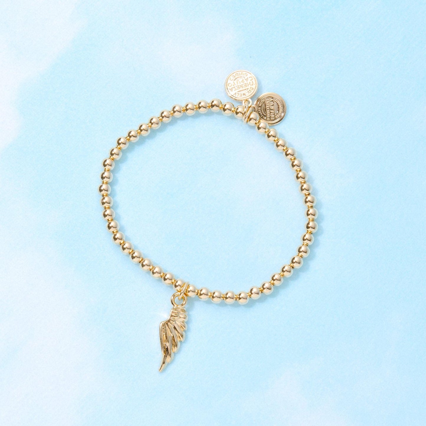 Gold Angel Wing Stretch Beaded Bracelet