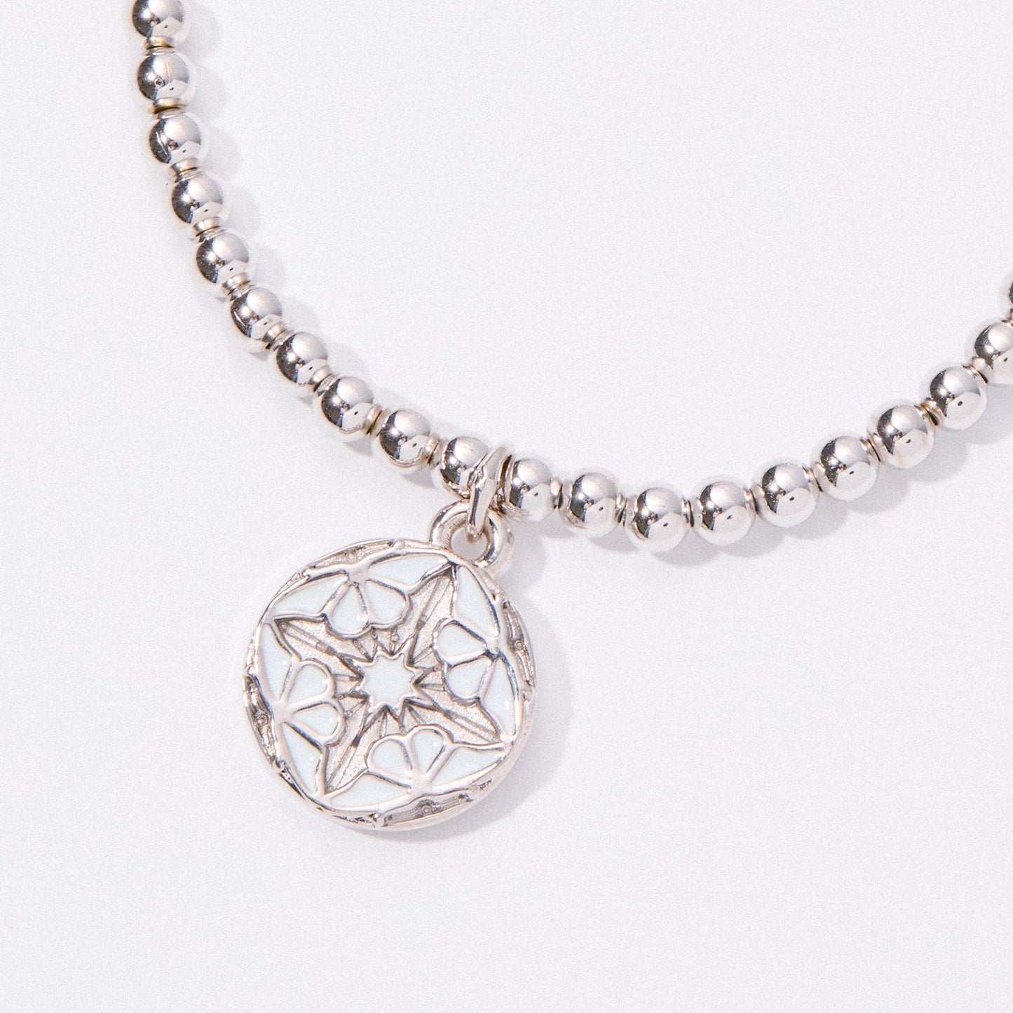 Silver White Butterflies Stretch Beaded Bracelet