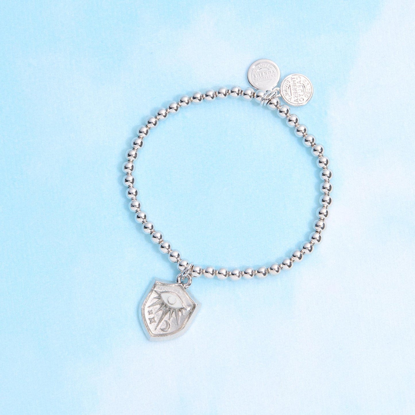 Silver Protective Eye Stretch Beaded Bracelet