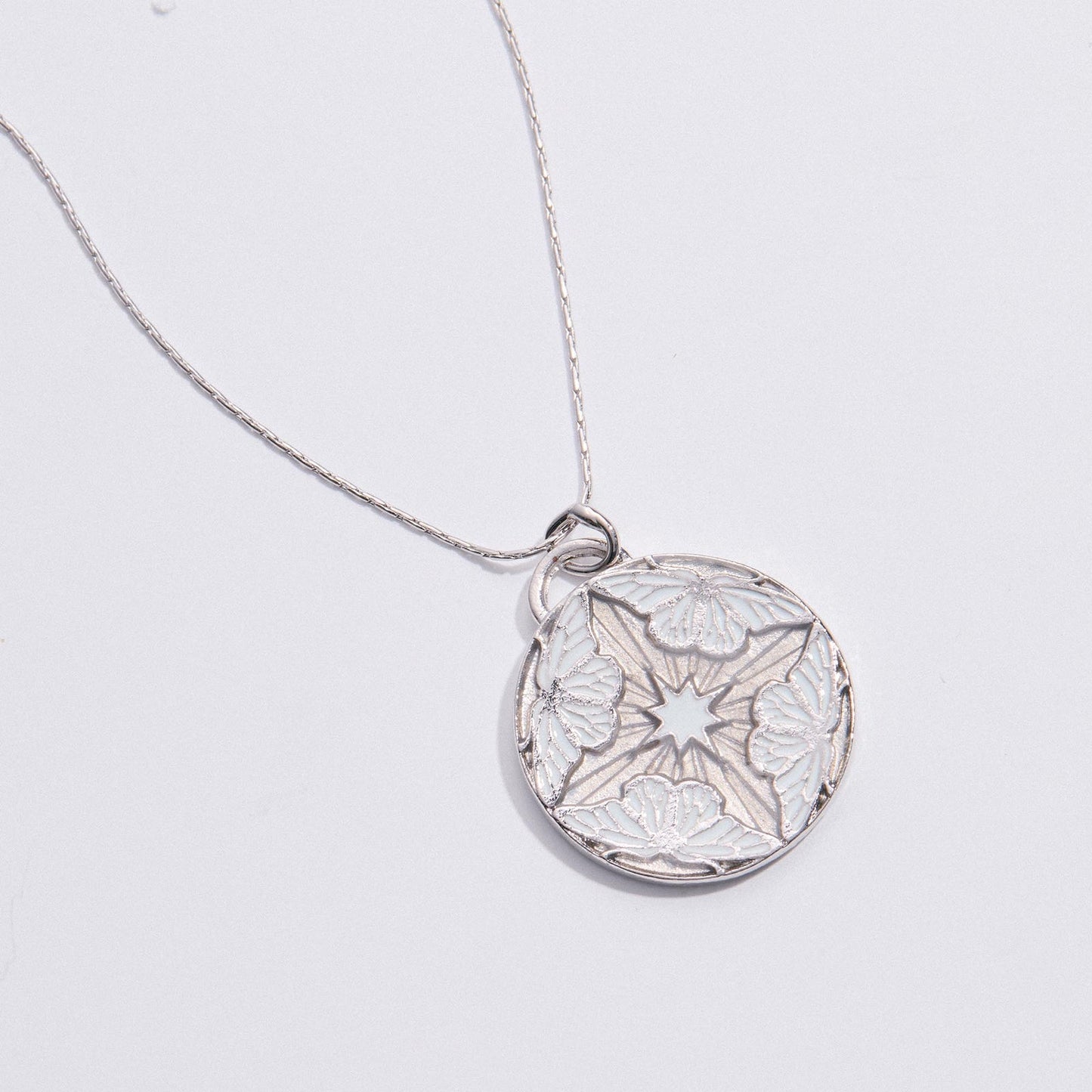 Silver White Butterflies Adjustable Necklace