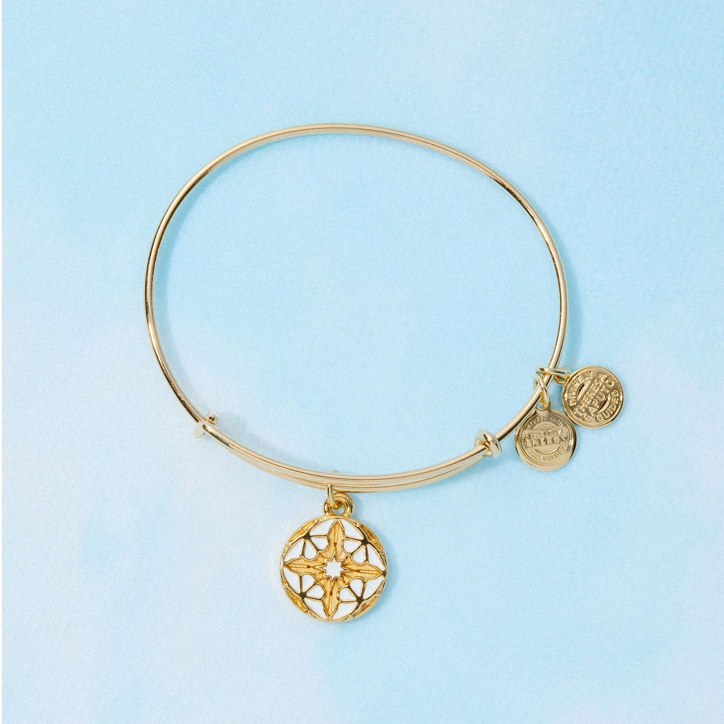 Gold White Butterflies Expandable Bangle