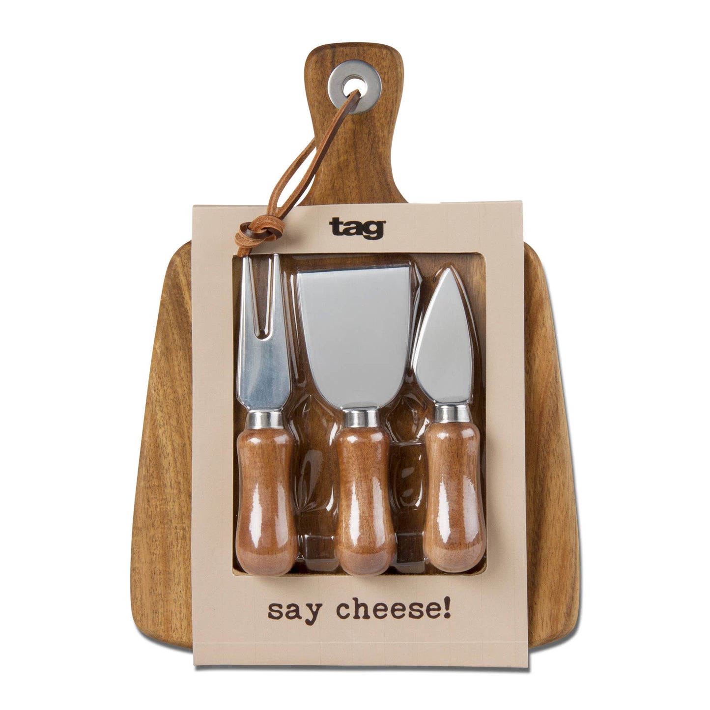 Say Cheese Acacia Board & Cheese Utensil Set - Natural